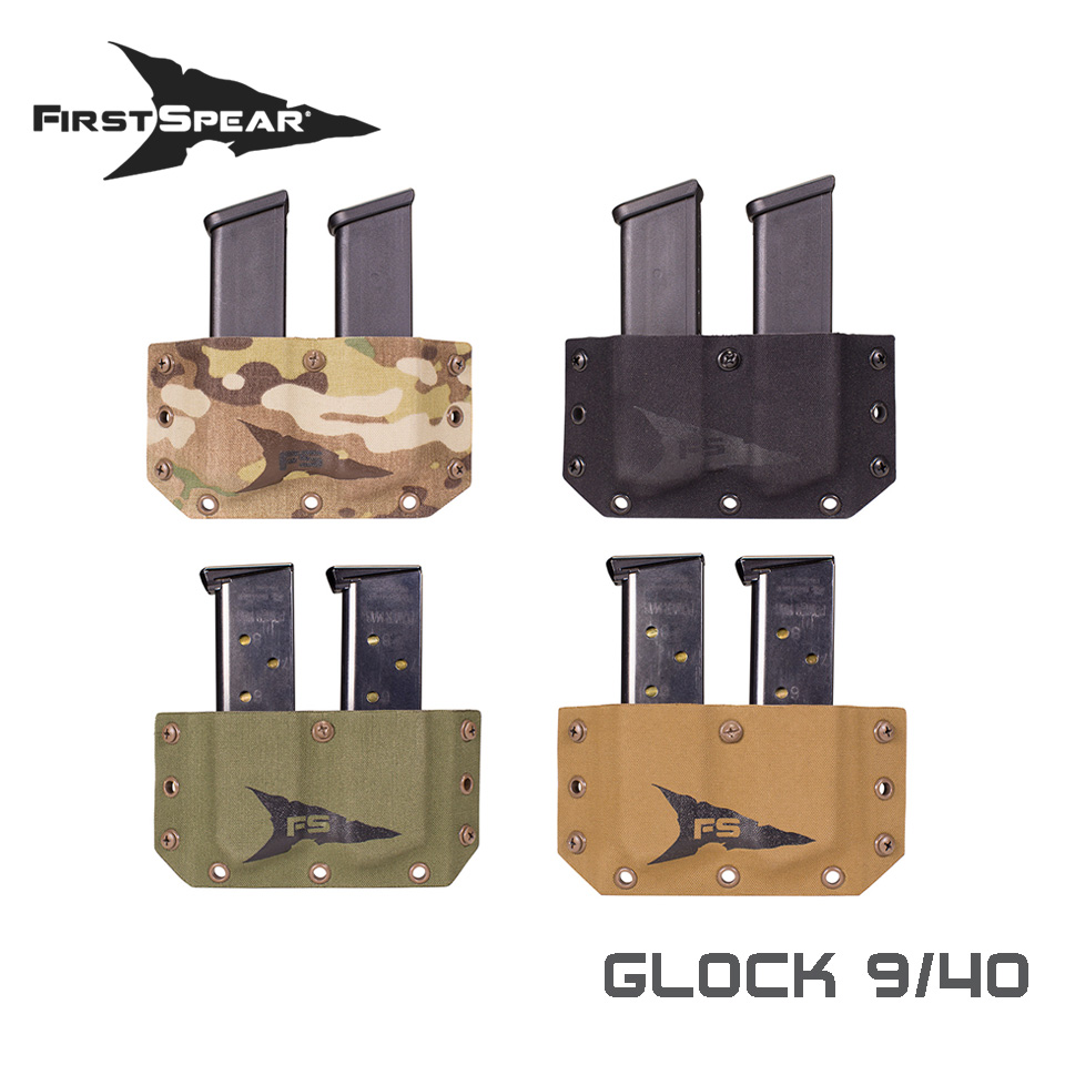 SSV Belt Mounted Double Magazine Pocket, Pistol - Glock 9mm/.40 : Coyote