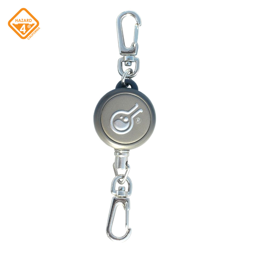 Rewind - gear retractor - steel cable keychain-style spring-winding lanyard : H4-ACS-GRTR-GRY