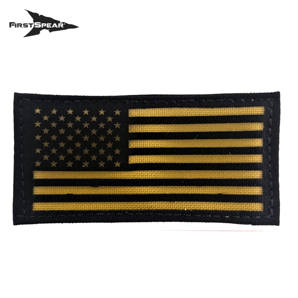 Cell Tag IFF Patch 2.x4" American Flag Standard - Letter Color Yellow : Black / Yellow